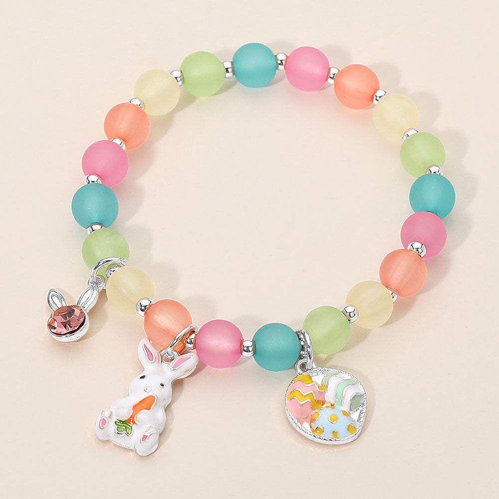 Easter Bunny Egg Basket Charm Beaded Stretch Bracelet - Madeline Love - Flyclothing LLC
