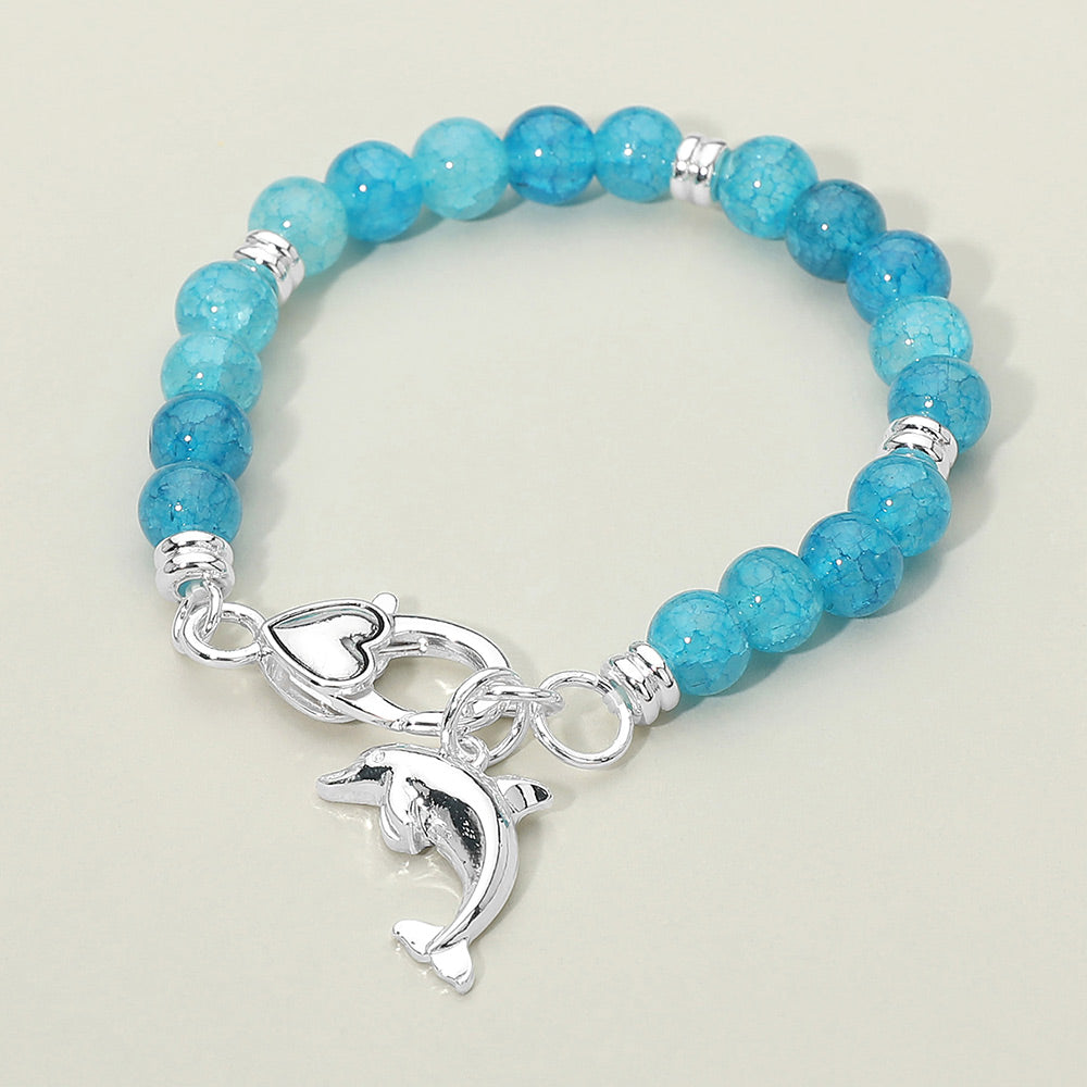 Dolphin Charm Beaded Stretch Bracelet - Madeline Love - Flyclothing LLC