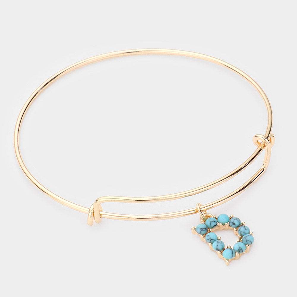 -D- Turquoise Embellished Initial Monogram Charm Bracelet - Madeline Love - Flyclothing LLC