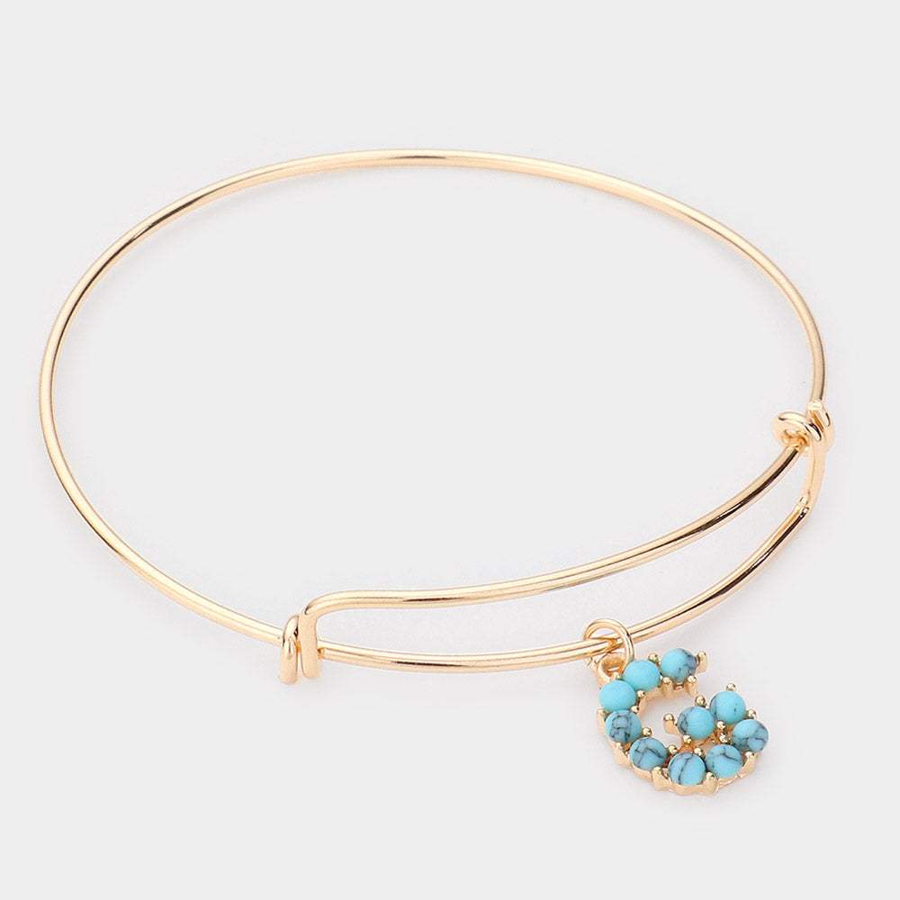-G- Turquoise Embellished Initial Monogram Charm Bracelet - Madeline Love - Flyclothing LLC