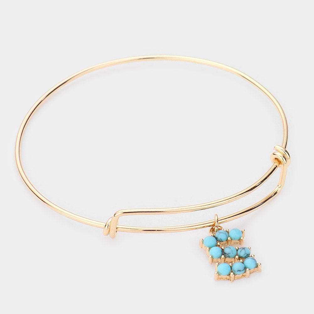 -S- Turquoise Embellished Initial Monogram Charm Bracelet - Madeline Love - Flyclothing LLC