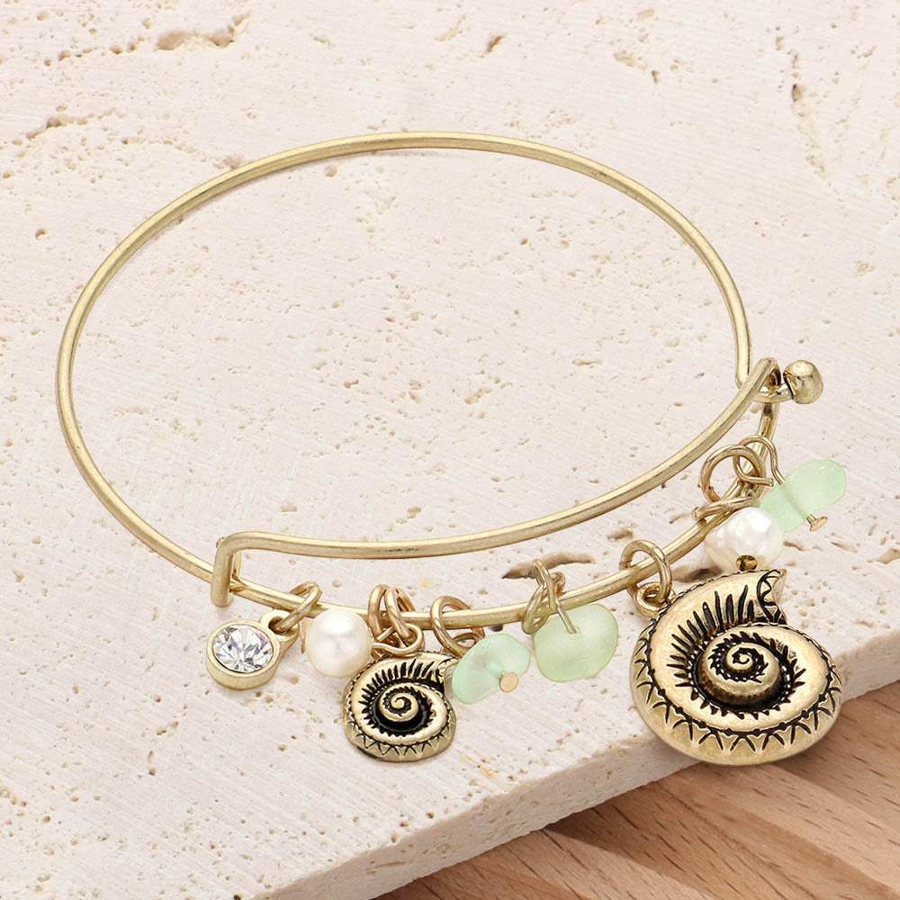 Shell Natural Stone Charm Hook Bracelet - Madeline Love - Flyclothing LLC