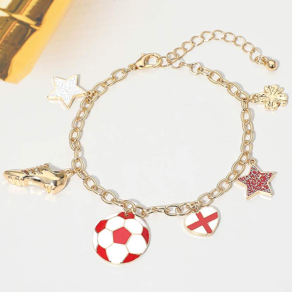 England Soccer Ball Shoe Star Charm Station Bracelet - Madeline Love - Flyclothing LLC