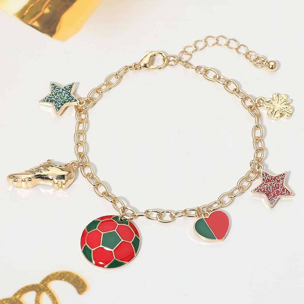 Portugal Soccer Ball Shoe Star Charm Station Bracelet - Madeline Love - Flyclothing LLC