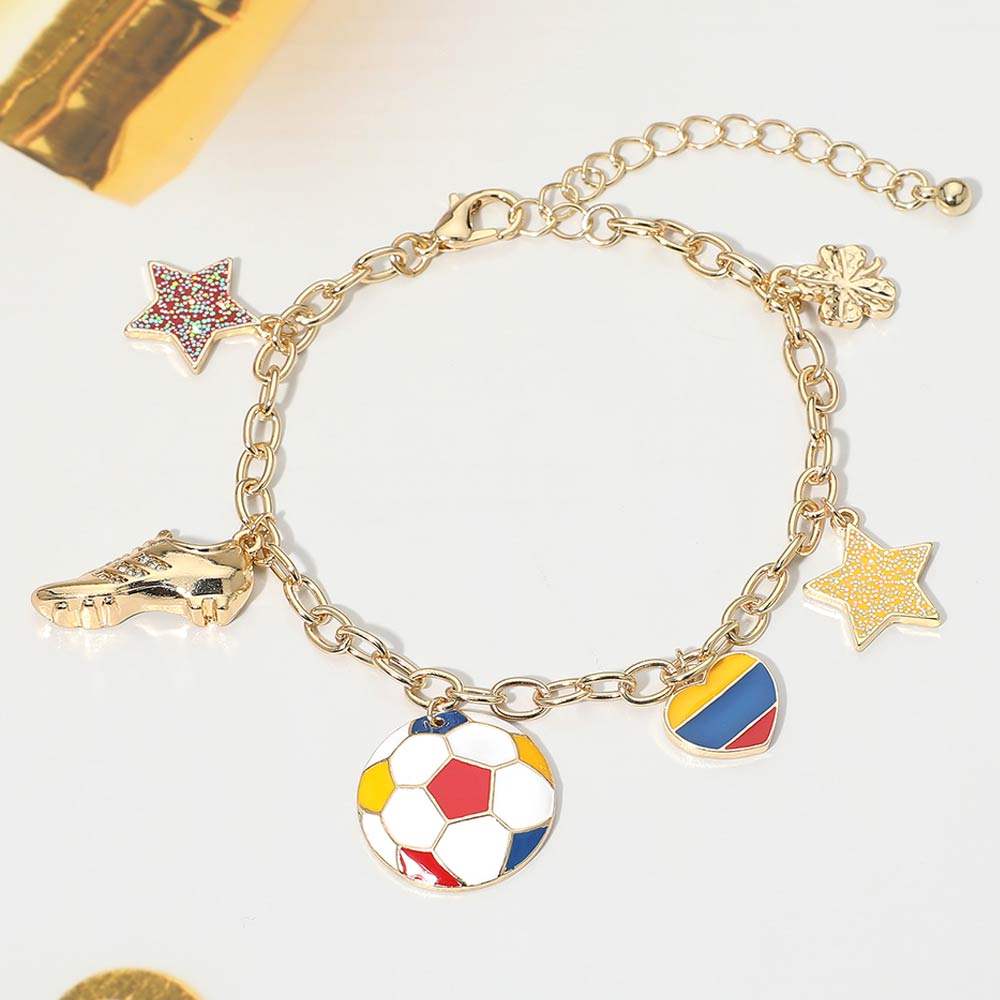 Colombia Soccer Ball Shoe Star Charm Station Bracelet - Madeline Love - Flyclothing LLC