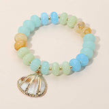 Seashell Charm Accent Resin Pebble Beaded Stretch Bracelet - Madeline Love - Flyclothing LLC