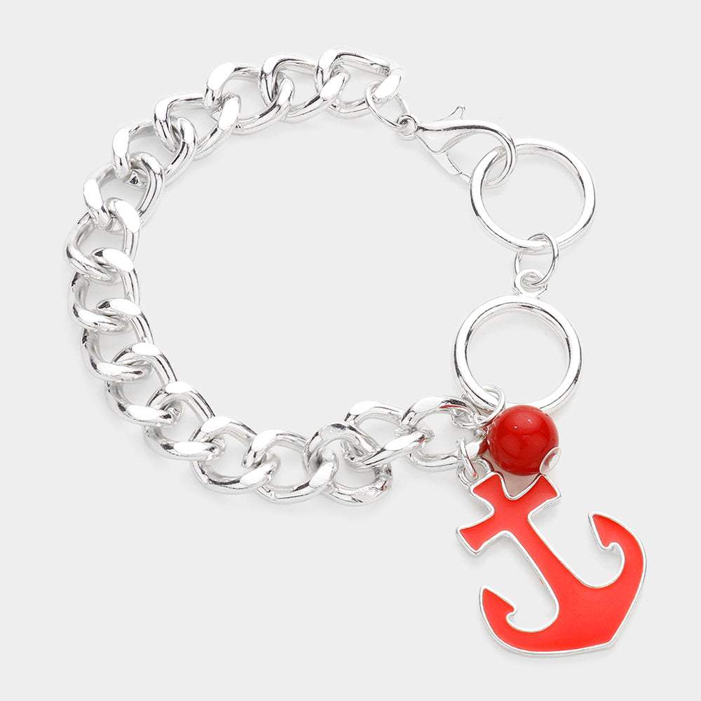 Enamel Anchor Charm Bracelet - Madeline Love - Flyclothing LLC