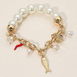 SECRET BOX_Fish Dice Chili Charm Pearl Beaded Stretch Bracelet - Madeline Love - Flyclothing LLC