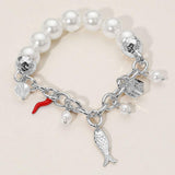 SECRET BOX_Fish Dice Chili Charm Pearl Beaded Stretch Bracelet - Madeline Love - Flyclothing LLC