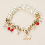 SECRET BOX_Elephant Cherry Strawberry Charm Pearl Beaded Stretch Bracelet - Madeline Love - Flyclothing LLC
