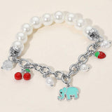 SECRET BOX_Elephant Cherry Strawberry Charm Pearl Beaded Stretch Bracelet - Madeline Love - Flyclothing LLC