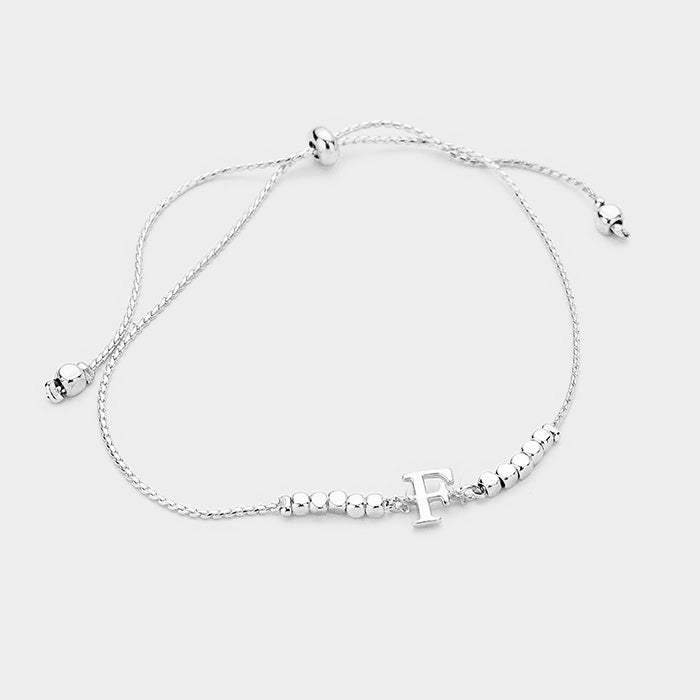 -F- Metal Cube Beaded Initial Monogram Charm Cinch Bracelet - Madeline Love - Flyclothing LLC