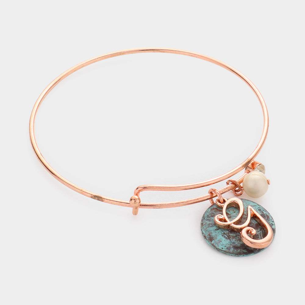 -G- Initial Monogram Pearl Charm Bracelet - Madeline Love - Flyclothing LLC