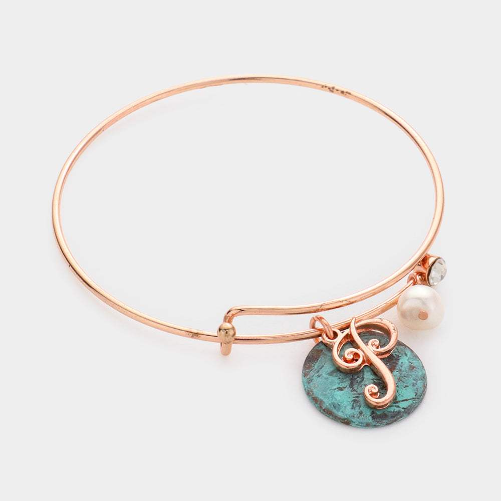-P- Initial Monogram Pearl Charm Bracelet - Madeline Love - Flyclothing LLC