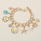 Starfish Sea Turtle Sea Shell Pearl Charm Station Bracelet - Madeline Love - Flyclothing LLC