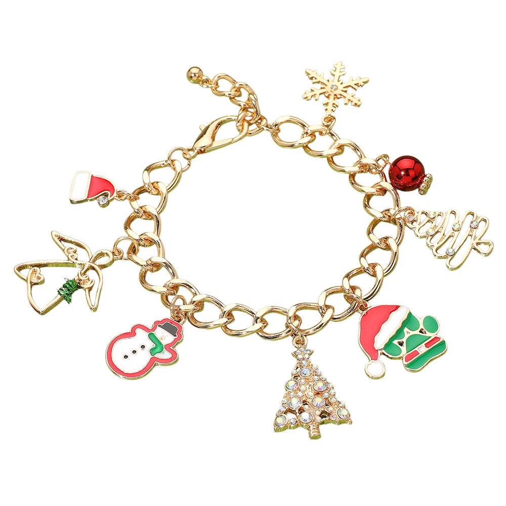 Christmas Tree Santa Claus Snowflake Snowman Snow Angel Charm Bracelet - Madeline Love - Flyclothing LLC