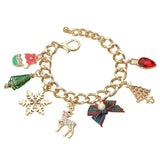 Christmas Tree Snowflake Pearl Bow Light Bulb Mitten Charm Bracelet - Madeline Love - Flyclothing LLC