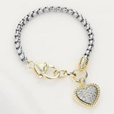 CZ Stone Paved Heart Charm Bracelet - Madeline Love - Flyclothing LLC