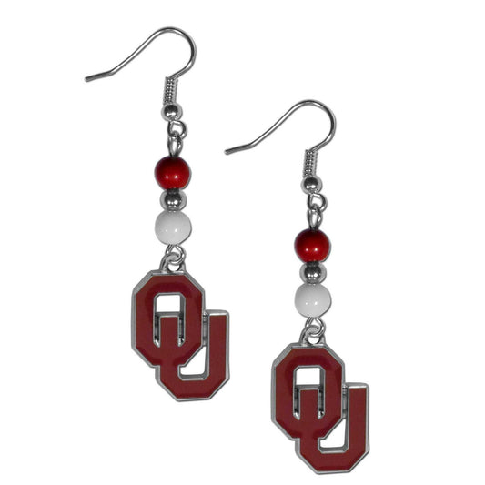 Oklahoma Sooners Fan Bead Dangle Earrings - Oklahoma Sooners - Flyclothing LLC