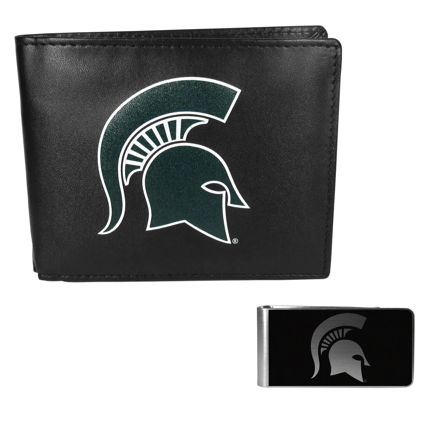 Michigan St. Spartans Bi-fold Wallet & Black Money Clip - Michigan St. Spartans - Flyclothing LLC