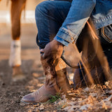 TuffRider Men's Lamar Leather Contrast Stitched Wide Square Toe Western Boots - Breeches.com - Flyclothing LLC
