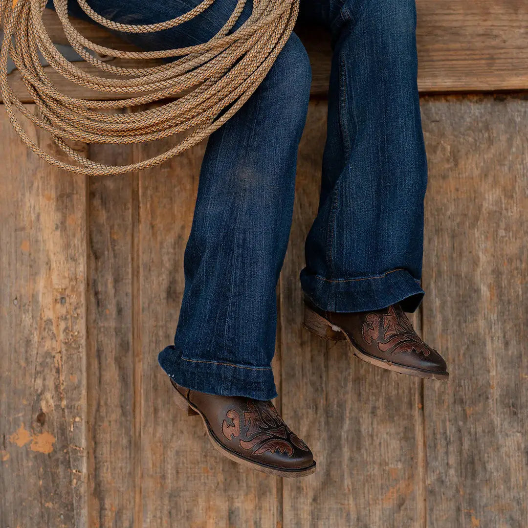 TuffRider Women Jackson Embroidered Leather Square Toe Western Boots - Breeches.com - Flyclothing LLC