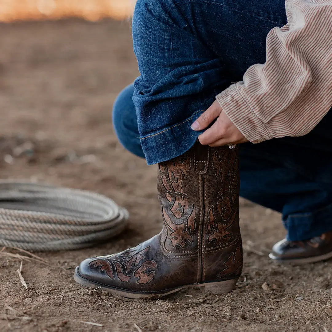 TuffRider Women Jackson Embroidered Leather Square Toe Western Boots - Breeches.com - Flyclothing LLC