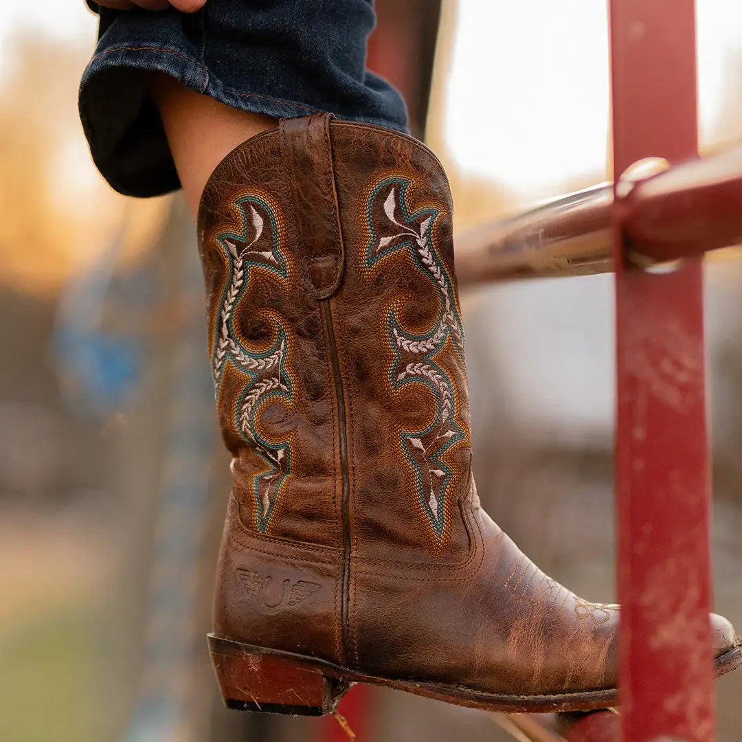 TuffRider Women Jenny Embroidered Leather Square Toe Western Boots - Breeches.com - Flyclothing LLC