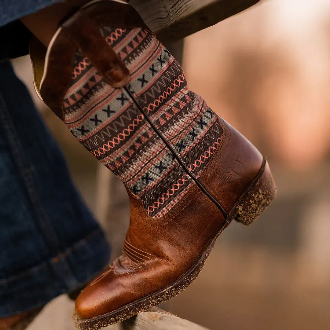 TuffRider Women String Embroidered Leather Square Toe Western Boots - Breeches.com - Flyclothing LLC
