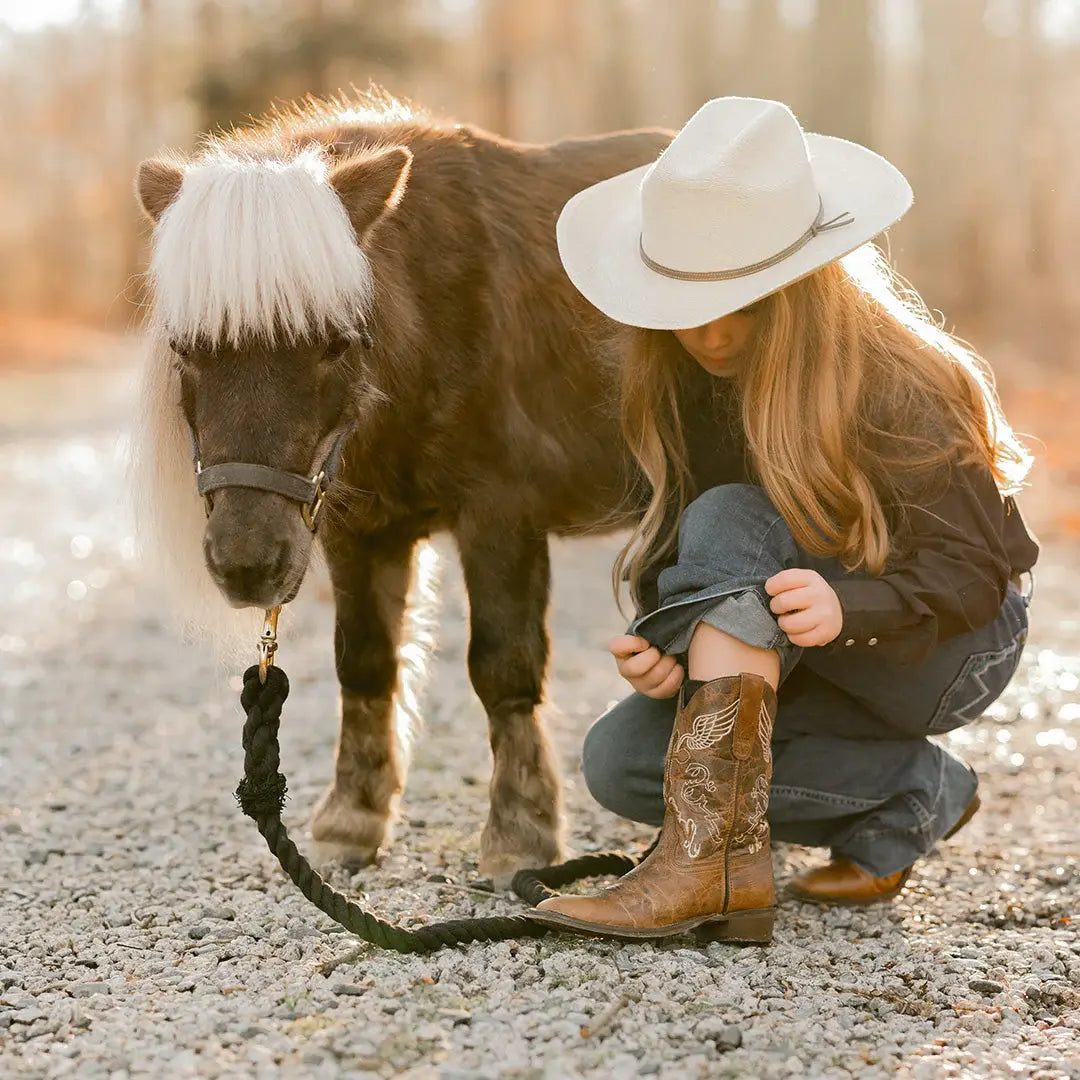 TuffRider Youth Sequoia Cross & Wing Embroidered Square Toe Western Boots - Breeches.com - Flyclothing LLC