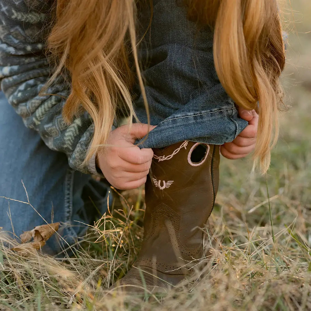 TuffRider Children Yosemite Barbed Wire Embroidered Round Toe Western Boots - Breeches.com - Flyclothing LLC