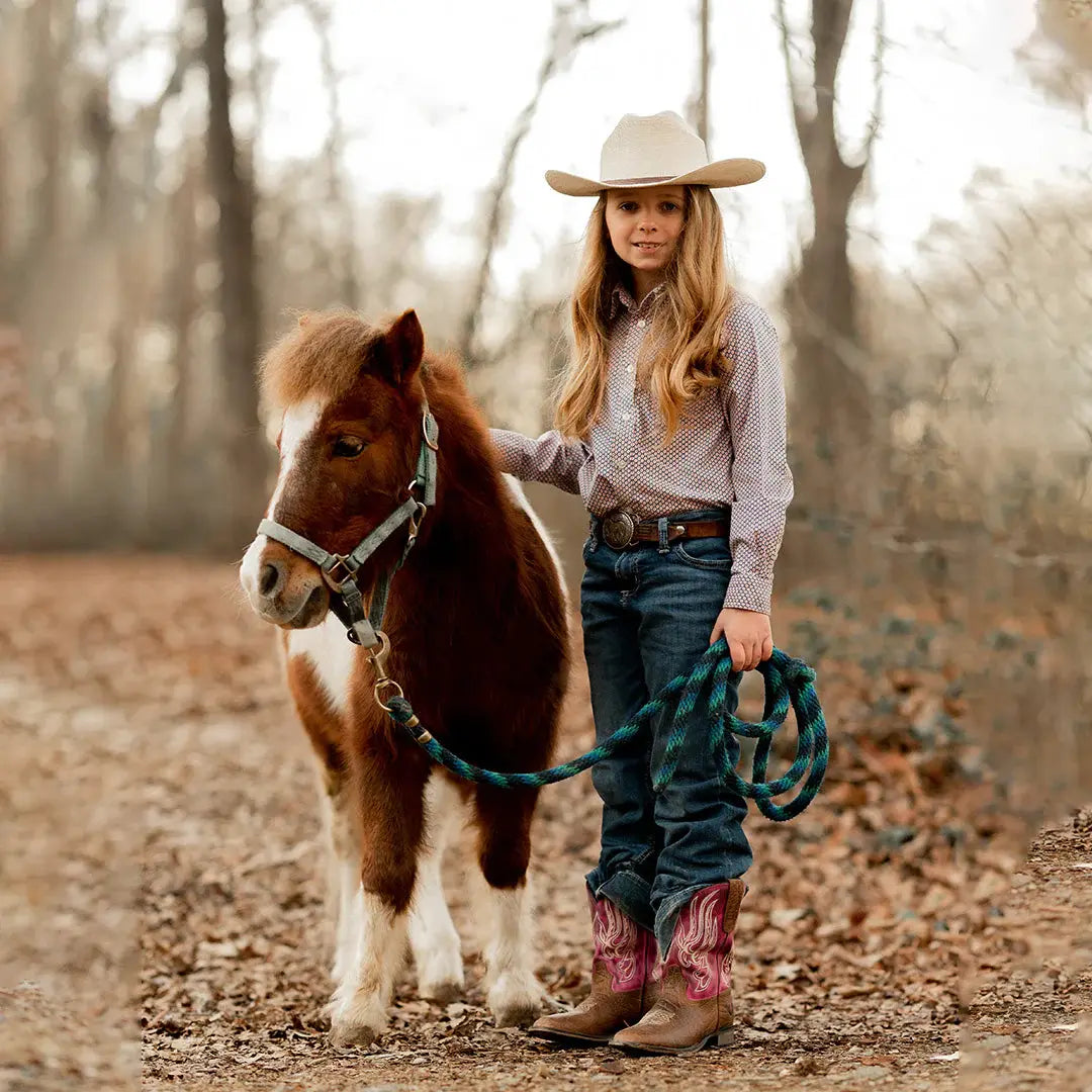 TuffRider Children Arches Flame Embroidered Pink Shaft Square Toe Western Boots - Breeches.com - Flyclothing LLC