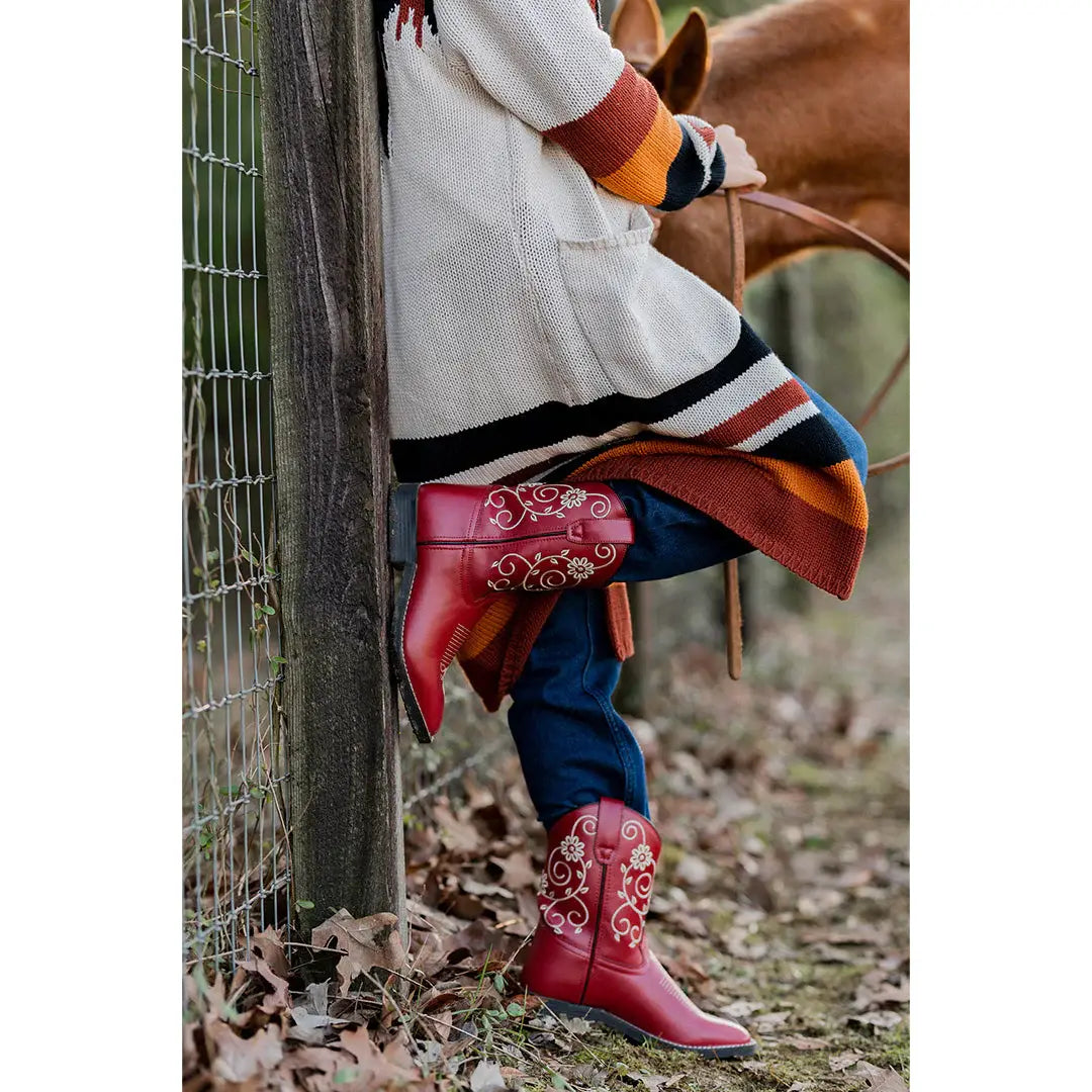 TuffRider Toddler Fire Red Floral Western Boot - Breeches.com - Flyclothing LLC