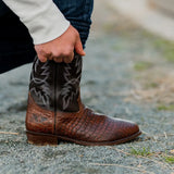 TuffRider Men's Grant Leather Printed Wide Square Toe Western Boots - Breeches.com - Flyclothing LLC