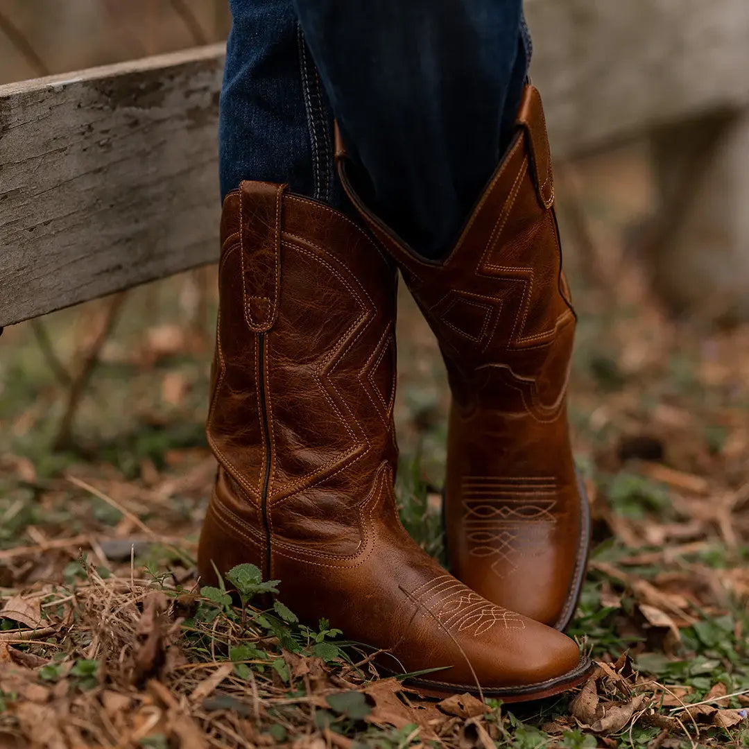 TuffRider Women Colter Embroidered Leather Square Toe Western Boots - Breeches.com - Flyclothing LLC