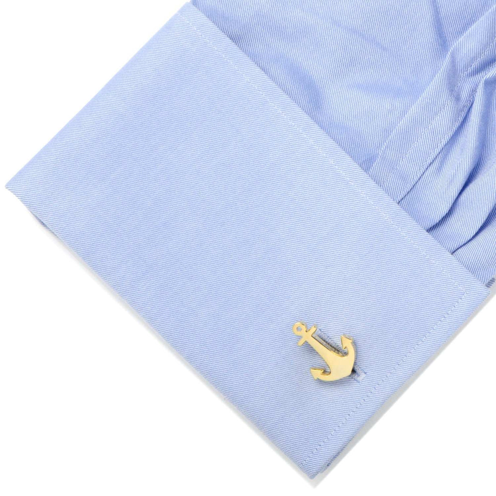 Gold Plated Anchor Cufflinks - Cufflinks.com - Flyclothing LLC