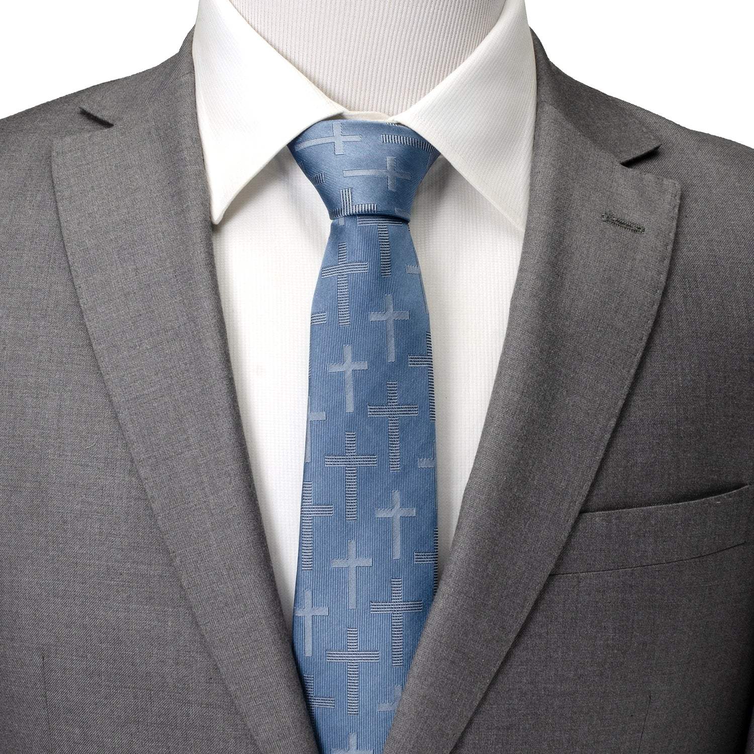 Blue Textured Cross Men's Tie - Cufflinks.com - Flyclothing LLC