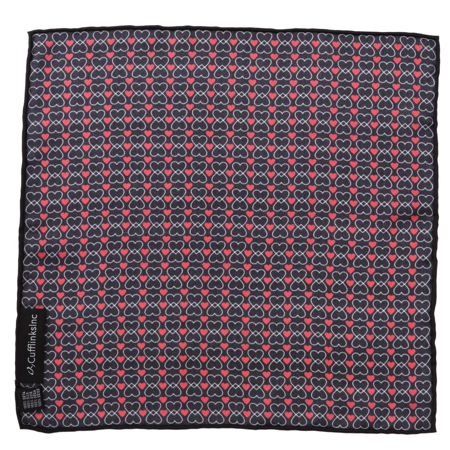 Intertwined Hearts Pocket Square - Cufflinks.com - Flyclothing LLC
