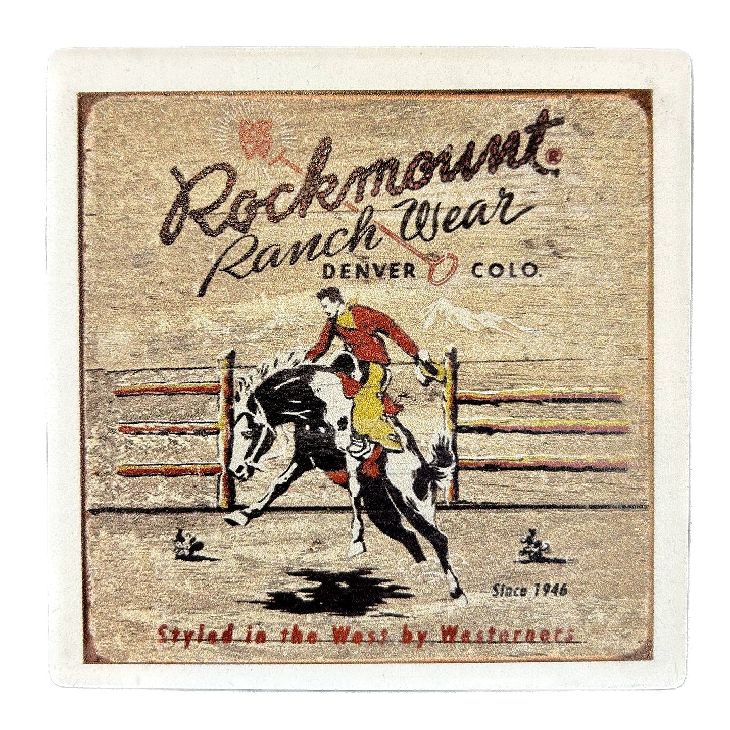 Rockmount Bronc Western Ceramic Cork Back Coaster - Rockmount Clothing - Flyclothing LLC