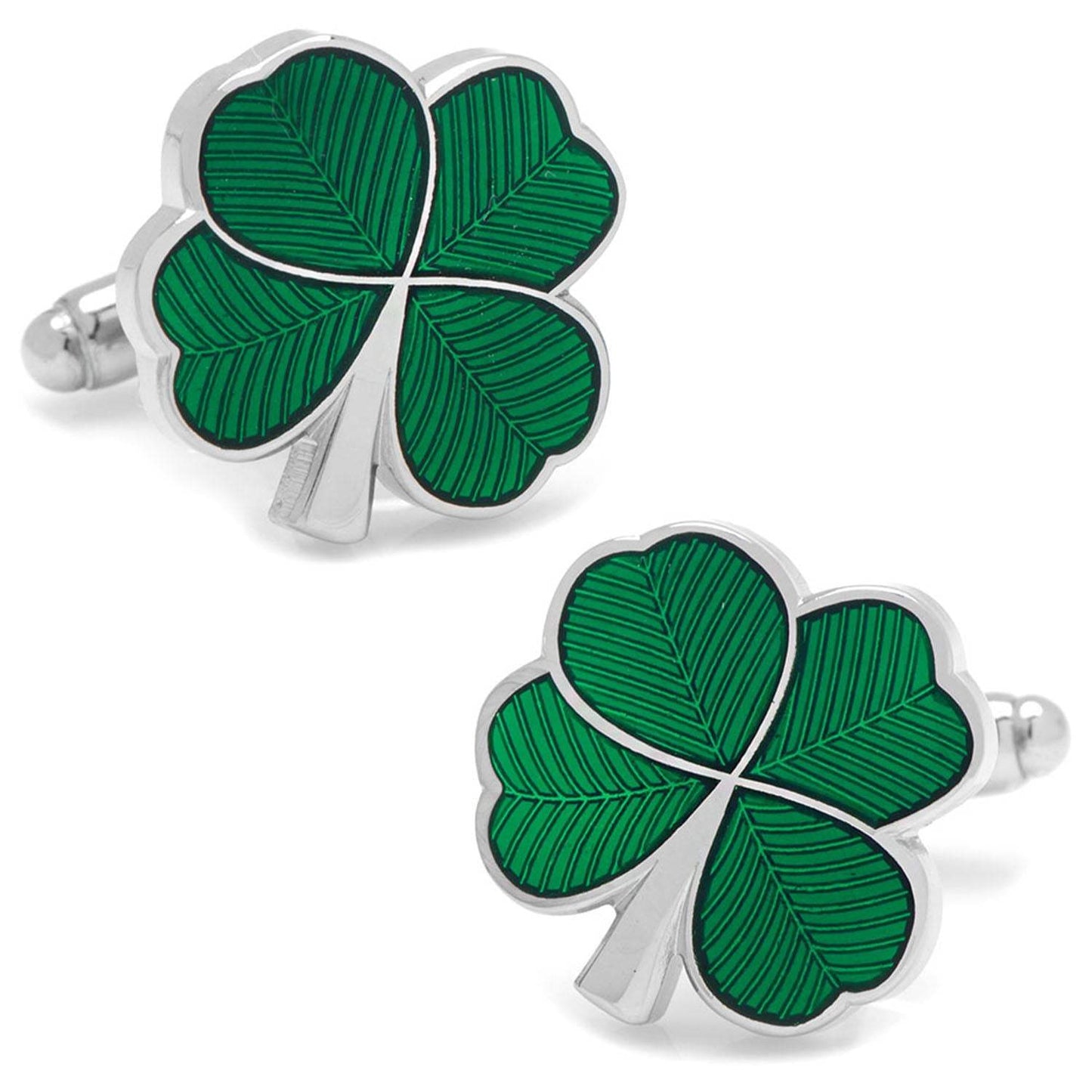 Green Clover Cufflinks and Tie Bar Gift Set - Cufflinks.com - Flyclothing LLC
