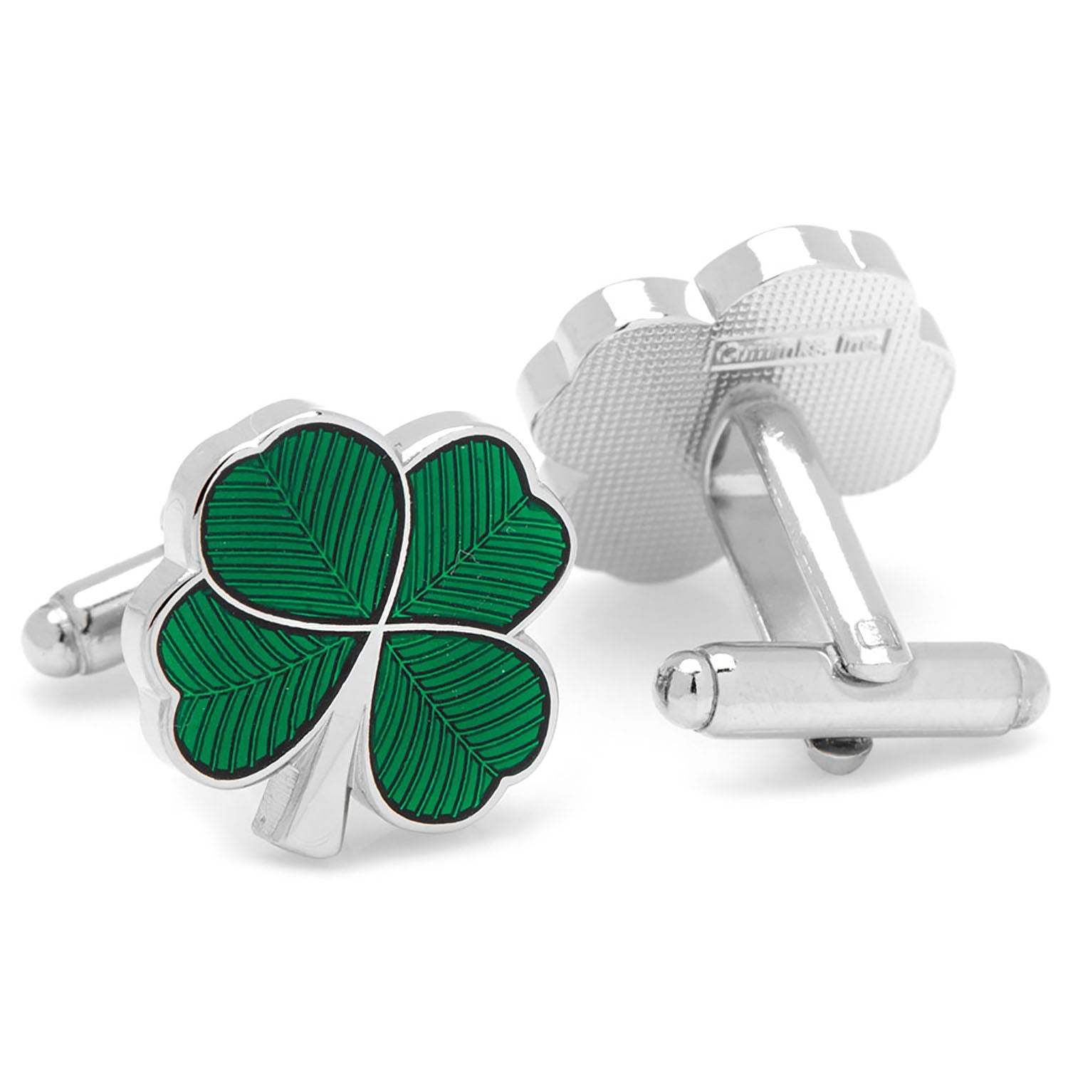 Green Clover Cufflinks and Tie Bar Gift Set - Cufflinks.com - Flyclothing LLC
