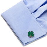 Green Clover Cufflinks and Tie Bar Gift Set - Cufflinks.com - Flyclothing LLC