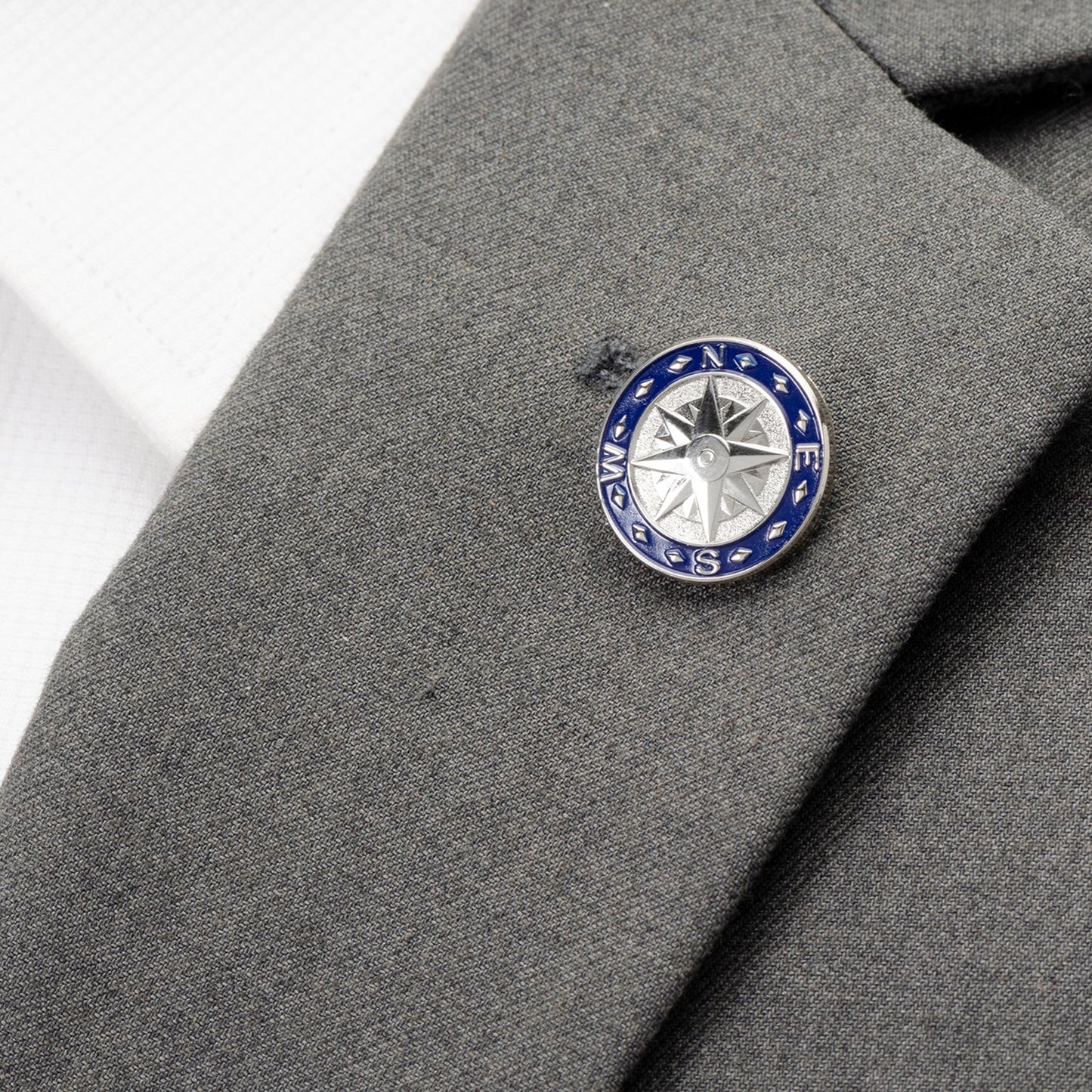 Blue Compass Lapel Pin - Cufflinks.com