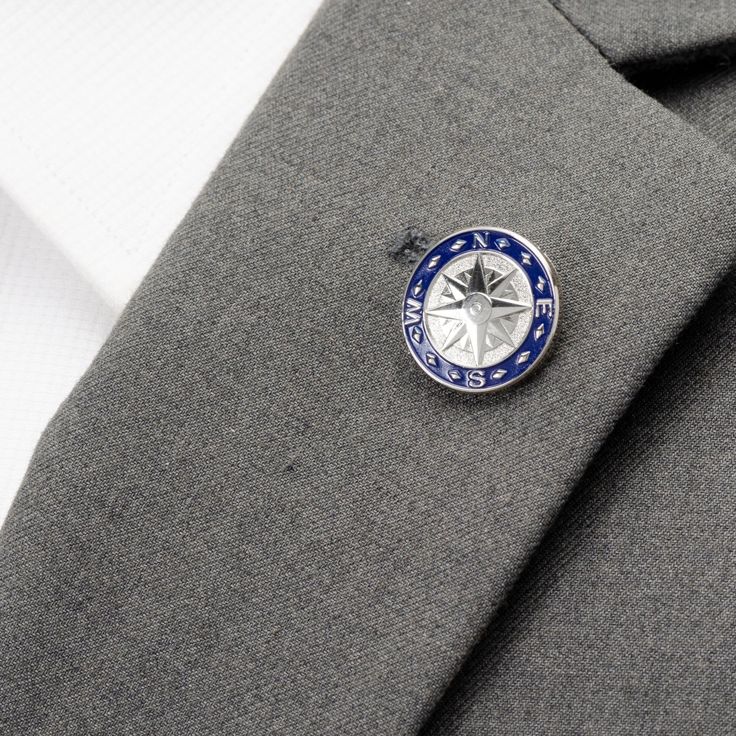 Blue Compass Lapel Pin - Cufflinks.com
