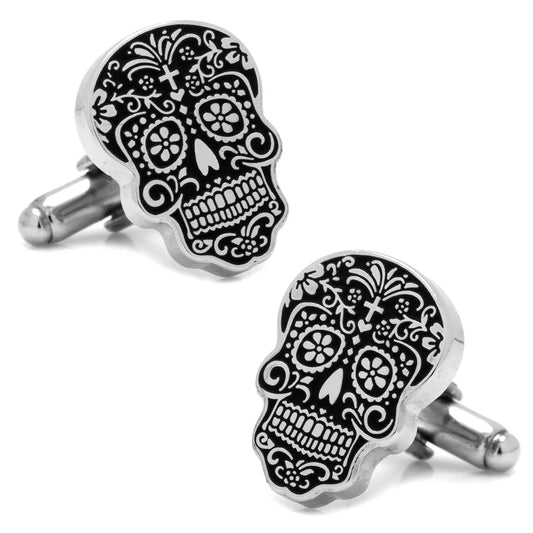 Silver Day of the Dead Cufflinks - Cufflinks.com - Flyclothing LLC