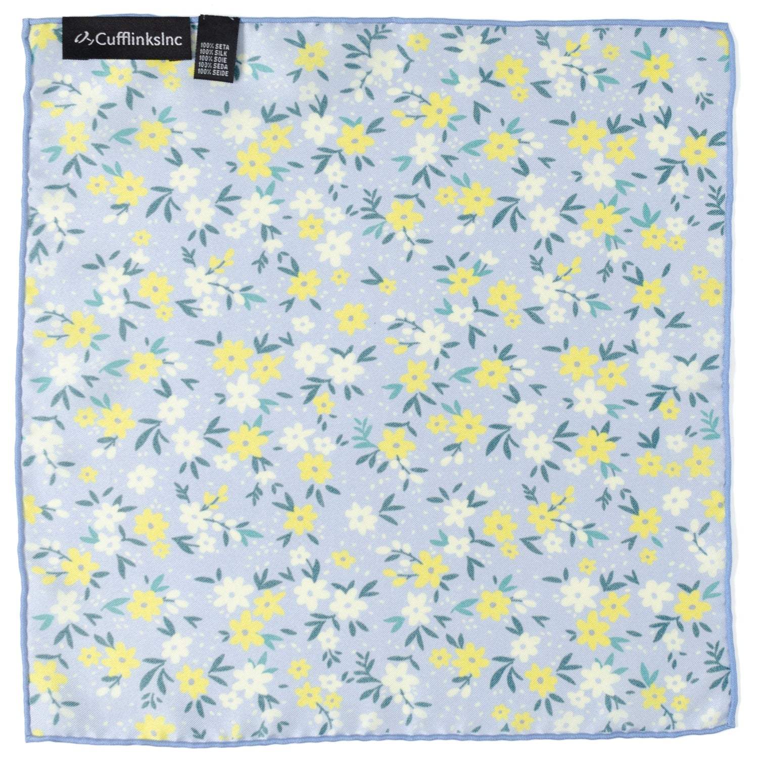 Floral Blue Pocket Square - Cufflinks.com - Flyclothing LLC