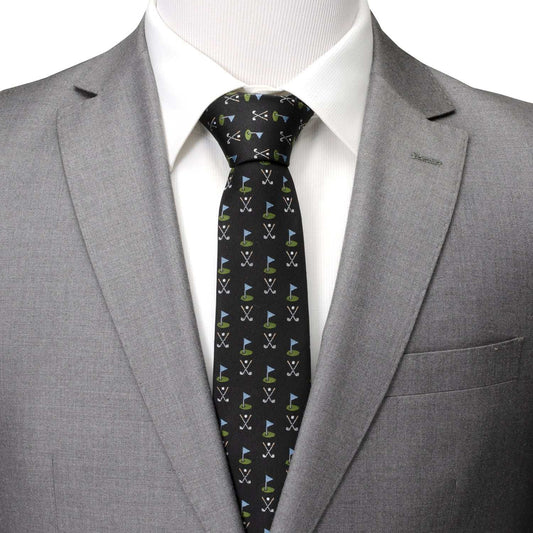 Golf Course Black Silk Men's Tie - Cufflinks.com - Flyclothing LLC