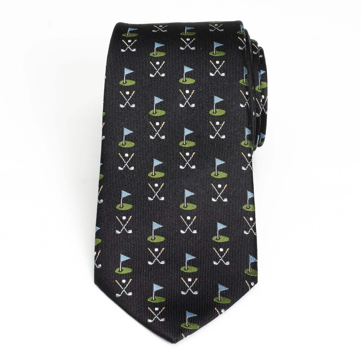 Golf Course Black Silk Men's Tie - Cufflinks.com - Flyclothing LLC