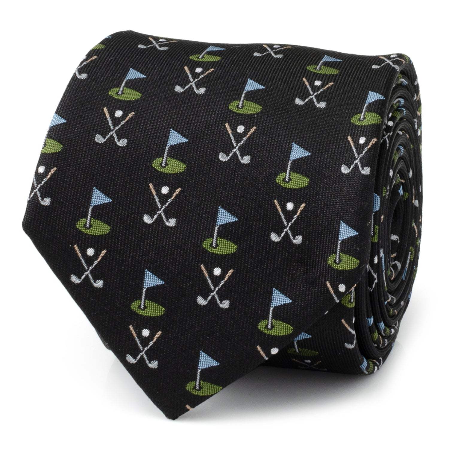 Golf Course Black Silk Men's Tie - Cufflinks.com - Flyclothing LLC