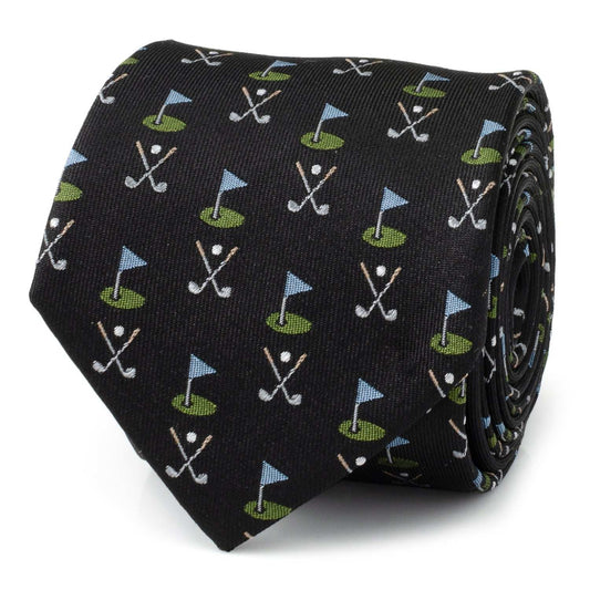 Golf Course Black Silk Men's Tie - Cufflinks.com - Flyclothing LLC